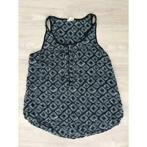 Converse Tank Top Women One Star Navy Mint Geometric Diamond Dot Button Front S